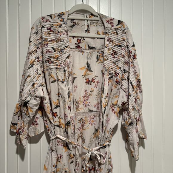 Anthropologie Pintucked Floral Lace Robe Kimono Size XL - Picture 3 of 8